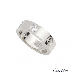 Cartier 18k White Gold Half Diamond Love Ring Size 53 B4032553